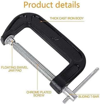 2 Inch C-Clamp Set, Heavy Duty Steel C Clamp Industrial Strength C Clamps for Woodworking, Welding, and Building (2Pcs) - color: 2pcs