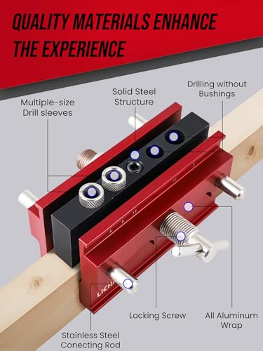 Lichamp Self Centering Doweling Jig Kit, Drill Guide for Straight Holes
