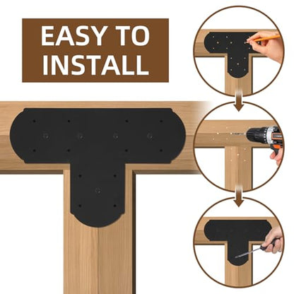 2 Pcs 15.7"x10.8" T Post Bracket, T Flat Mending Plate with 3mm Thickness for Wood, T Joining Brackets Connecting Brackets with Screws for Repair Wood Furniture - style: 5" Wide T Plate Bracket