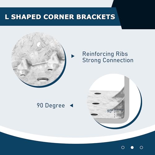 6 Pack Corner Bracket L Brackets for Wood HDG Angle Brackets Versatile Corner Brace Anti-Rust and Reinforcing,2.8MM Thickness,2.75x2.75x3.14in - size: 2.75x2.75x3.14in