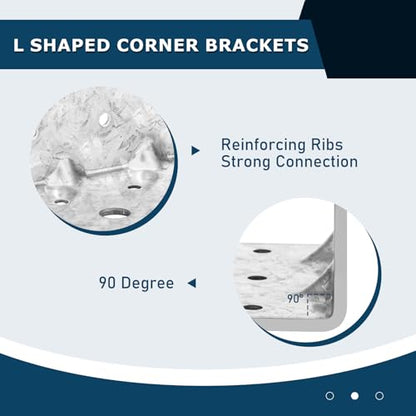 6 Pack Corner Bracket L Brackets for Wood HDG Angle Brackets Versatile Corner Brace Anti-Rust and Reinforcing,2.8MM Thickness,2.75x2.75x3.14in - size: 2.75x2.75x3.14in