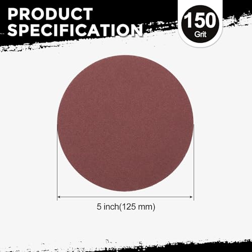 100Pcs Sanding Discs 5Inch 150Grit Hook and Loop Sandpapers Red - size: 5 Inch(150 Grit)