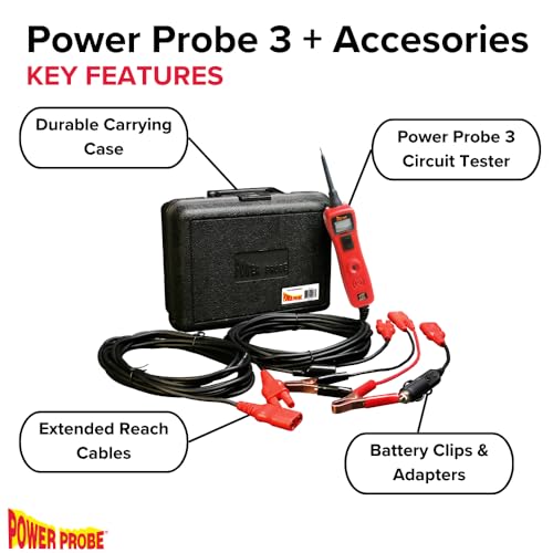 Power Probe 3 Circuit Tester Kit with Case & Accessories (PP319FTCRED) - color: Red