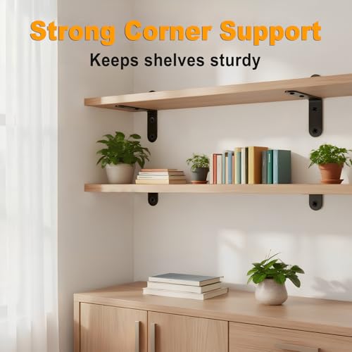 24PCS Stainless Steel L Brackets, Heavy Duty Corner Braces for Wood Furniture & Shelves, 5-Size Black Metal Angle Brackets with Screws(0.79/1.2/1.4/1.57/1.97inch) - size: 100PCS 5 Sizes L Brackets-Black
