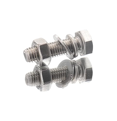 10-Pack M6 x 30mm Hexagon Screws Hex Bolts with M6 Hex Nuts M6 Flat Washers/Spring Lock Washers Set, 304/18-8, Plain Finish - size: M6 x 30mm 40pcs