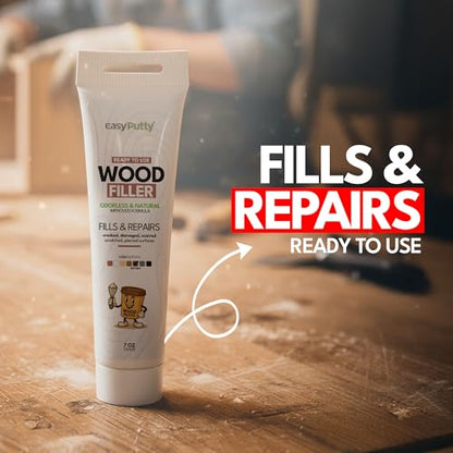 Wood Filler - Wood Putty for Furniture Repair, Wooden Cabinet, Door, Table - color: White