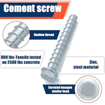 Tandefio 40 Pack 5/8 x 5 Concrete Anchors and Screw Kits Galvanized - size: 5/8" X 5"