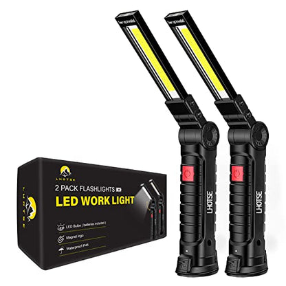 LHOTSE Rechargeable LED Work Light/Flashlight for Mechanic(2 Pack) - color: Black 2 Pack
