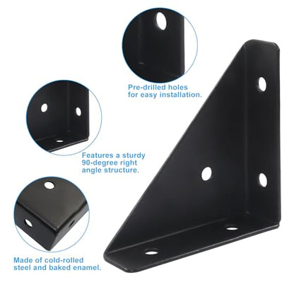 66mm Corner Brace Brackets, 4Pcs, Black - size: 66mm