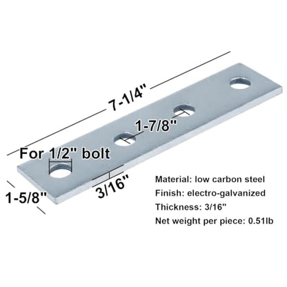 heneng 9 Pack Strut Flat Plate Hardware for 1-5/8" Strut Channel,7-1/4"L - size: Length:7-1/4"