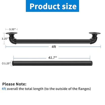Wall Handrail 4FT/120CM,Industrial Staircase Railing 1.25 Inch Tube Diameter - size: 4 Feet