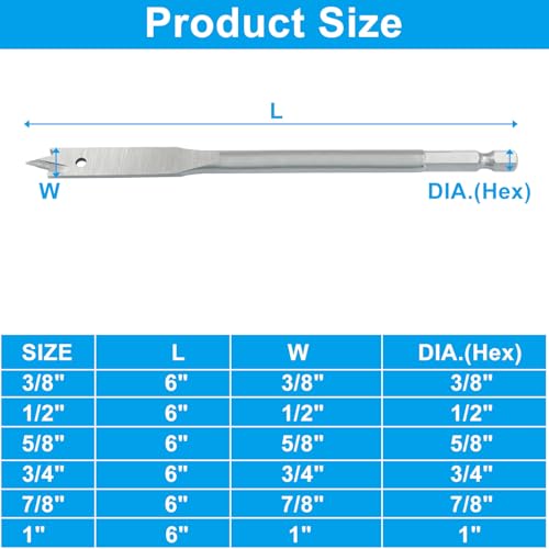 6pcs Spade Drill Bits