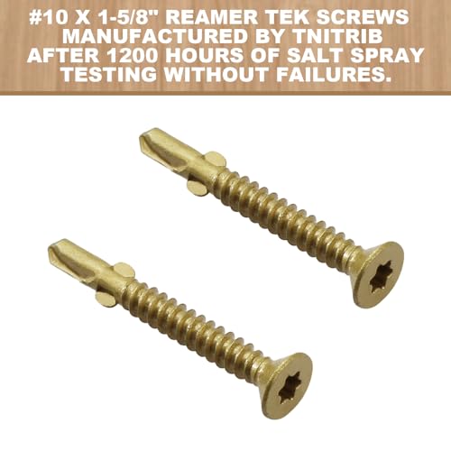 #10 x 1-5/8" Reamer Tek Torx/Star Head Self-Drilling Wood to Metal Screws - Tek Screws for Flatbeds, Trailers, or for Fastening Wood to Steel - T-25 Torx Screw Head (130 Pcs)… (Pack of 2) - size: #10x1-5/8" (Pack of 2)