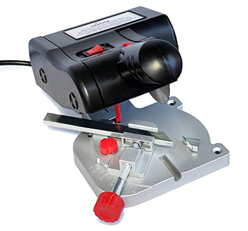 JOUNJIP Mini Miter Saw, Hobby Cut-Off Chop Saw with 8 Blades