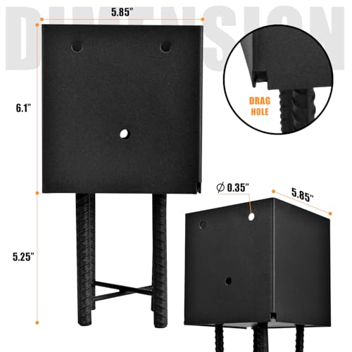 4 Pack 6x6 Metal Post Base Holder Bracket for Concrete Deck (Black) - size: 6IN, style: 4Pcs