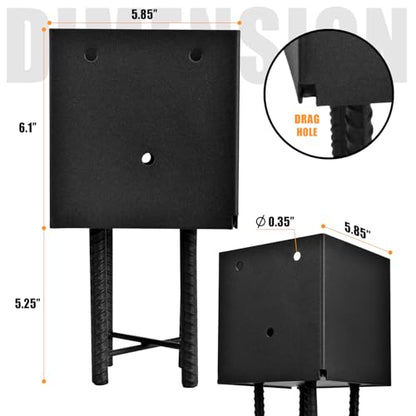 6 Pack 6x6 Metal Post Base Holder Bracket for Concrete Deck (Black) - size: 6IN, style: 6Pcs
