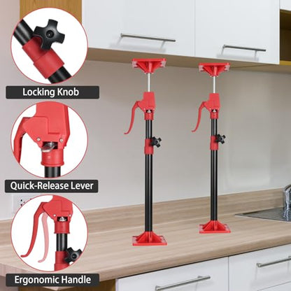 Cabinet Jack Support Pole, 19.7" to 45.3" Third Hand Tools Adjustable Support Pole, 3rd Hand Support System for Upper Cabinet Installation, Each 78 LB Capacity, 2 Pack - size: 19.7"-45.3" | 2PC
