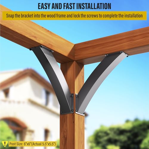 Heavy Duty 45 Degree Angle Support Bracket 4"×4" (Actual: 3.2"×3.2") Wood Beam Support Hardware Degree Post Bracket for Gazebos Pagola Porches 12Pcs - size: 4"×4"