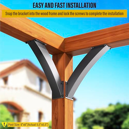 Heavy Duty 45 Degree Angle Support Bracket 4"×4" (Actual: 3.2"×3.2") Wood Beam Support Hardware Degree Post Bracket for Gazebos Pagola Porches 2Pcs - size: 4"×4"