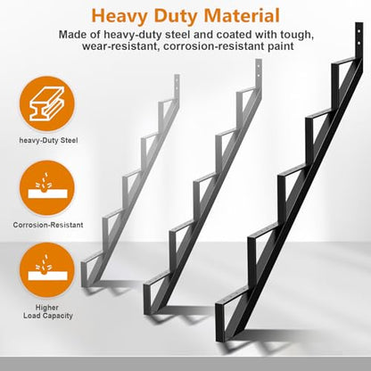 Steel Stair Riser 5 Step 3 Pack, 42" H Metal Stair Stringers for Deck - size: 5 Step