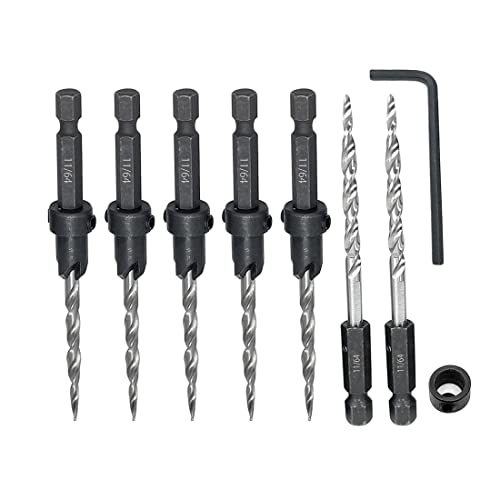 Countersink Drill Bit Set 5PCS 11/64" Wood Bit for Woodworking - size: 7PCS