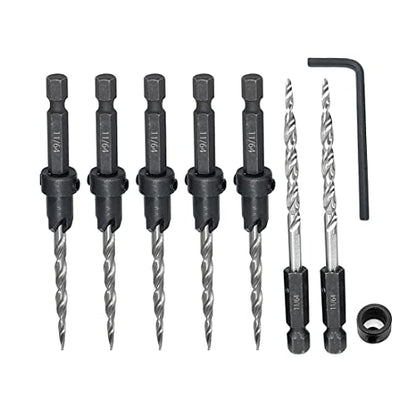 Countersink Drill Bit Set 5PCS 11/64" Wood Bit for Woodworking - size: 7PCS