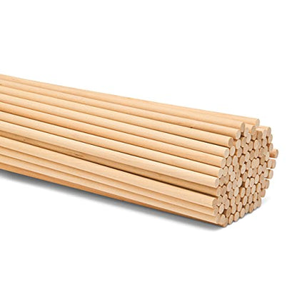 Wooden Dowel Rod, 1/4 Inch x 24 Inch Wood Dowels, Pack of 100 Wooden Dowels for Crafts, Unfinished Hardwood Wooden Dowels Rods, Strong Wood Rod Dowels for Crafting and DIYers - size: 1/4" x 24" Dowels