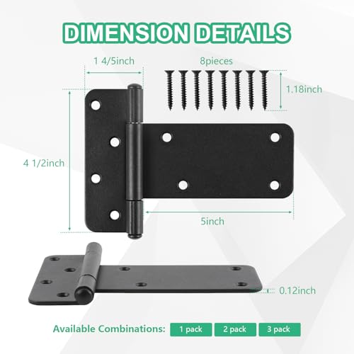 5“ Gate Hinges,260 Lbs Capacity,6 Pack Matte Black Heavy Duty Hinge - size: 5“-6 pcs-Matte Black