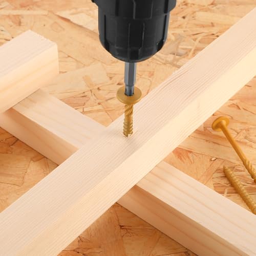 #14 x 7 Inch Outdoor Structural Wood Deck Screws (14Pcs/1lb), Carbon Steel, Tan, Flat Head, Rust Resistant Epoxy Coated, T30 Star Bit - color: Tan, size: #14 x 7"