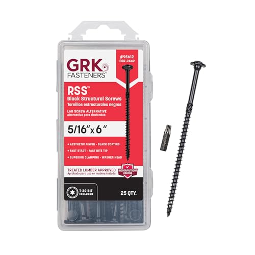 GRK Fasteners RSS™ 5/16 x 6 Rugged Structural Screws, Black, 25 PCS - size: 5/16" x 6"