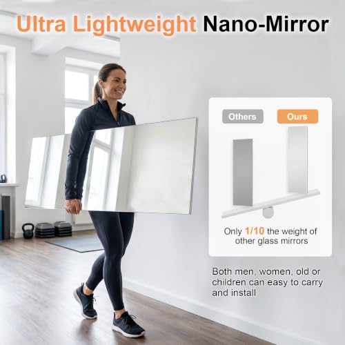 brisafe Ceiling Mirror, 47″ x 47″ x 0.78″ Nano Reflective Strip Mirror - size: 47" x 47"