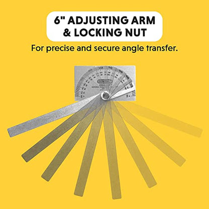 General Tools Square Head Protractor & Angle Finder for Carpentry & Framing