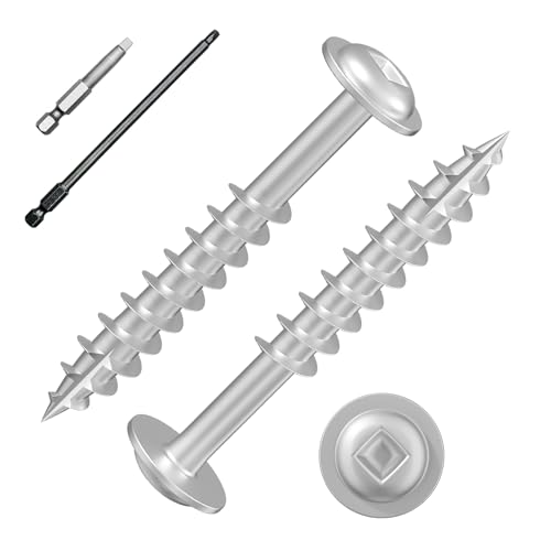 Wensilon Pocket Hole Screws, #8 x 1-1/2", Square Drive, White, 5lbs 756pcs - color: Silver, size: 8*1-1/2"