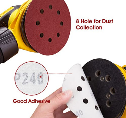 S SATC 150PCS 5 Inch 8 Holes Dustless Hook and Loop Sanding Discs, 240 Grit Sandpaper for Random Orbital Sander - style: 150PCS 5 Inch 240 Grit