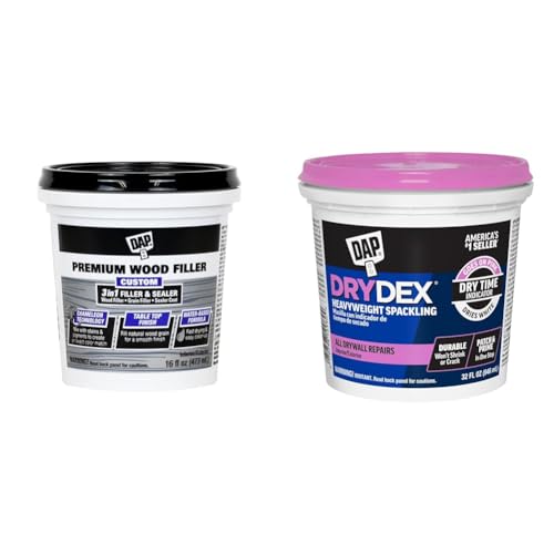 DAP Premium Wood Filler White 16 FL OZ & 1 qt DryDex Interior/Exterior Spackling
