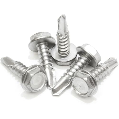 Bolt Dropper #8 x 1/2-Inch Stainless Steel TEK Screws - Pack of 100 Self Tapping Screws - Corrosion-Resistant External Hex Washer Head Screws for Wood, Metal, Wet Environments, and Outdoor Projects - size: #8 x 1/2"(100 pcs), style: 1/2 Inch