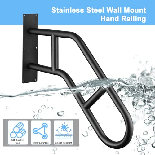 Handrails for Outdoor Steps,Stair Railing Indoor 1-3 Step，Hand Rails for Elderly, Porch Railing & Deck Hand Rail Wall Mount Stair Hand Grab Bars, U-Shape Safety Handle for Garage, Porch, Garden - style: 1 Pack