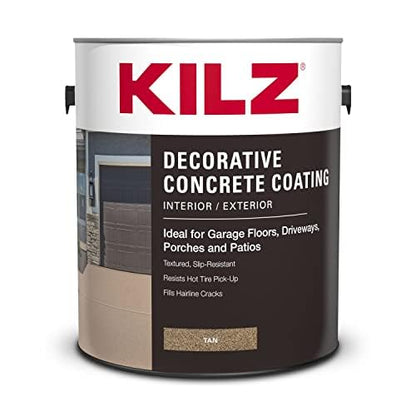 KILZ Decorative Slip-Resistant Concrete Coating, Tan, 1 Gallon - color: Tan