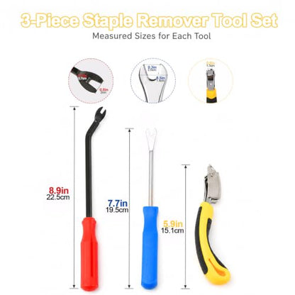 3 Pcs Upholstery Staple Remover Tool Set, High‑Carbon Steel Tack Puller Kit - color: 3pcs
