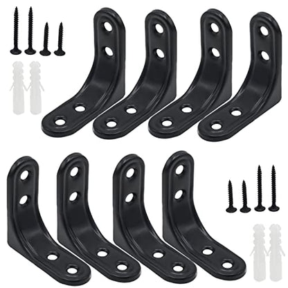 8-Pack Black 2 Inch Heavy Duty L Brackets with Screws for Shelves - size: 2inch Black