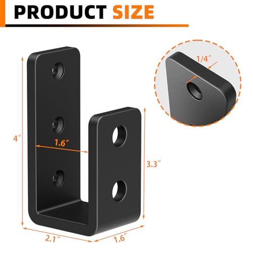 2 Pack Door Barricade Brackets, U-Shaped, 6mm, 2x4 Lumber Lock - size: 2 Pack-6MM