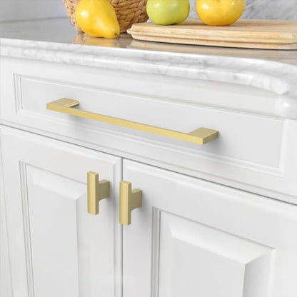 Amerdeco 10 Pack Brushed Gold Cabinet Pulls 10" - color: Brushed Gold, size: 10" hole center
