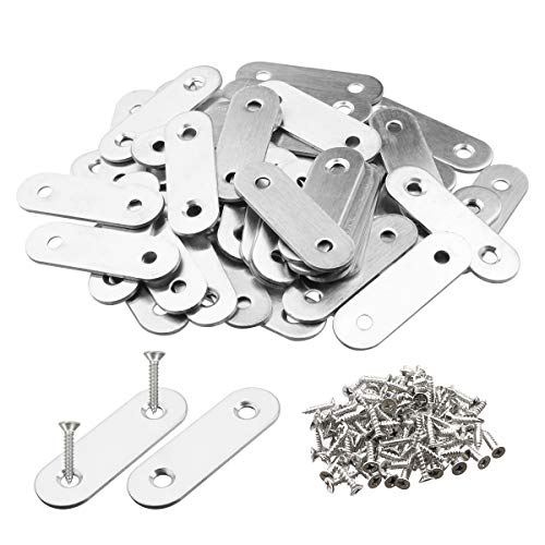 Flat Corner Brace Plates, Pack of 50, 1.57x0.6x0.08 inch