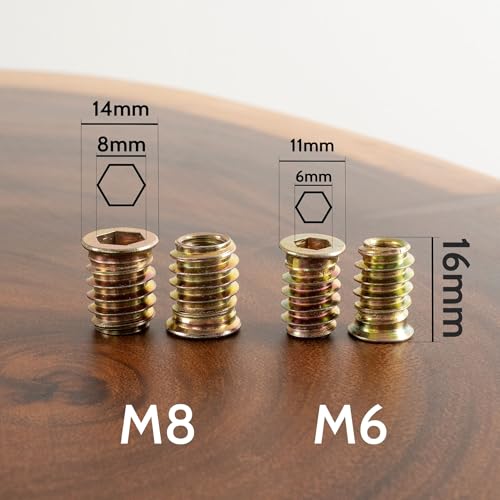 FLOWYLINE 40Pcs M6 Bolt & Threaded Insert Kit for Wood & Metal | | Screws Assortment Kit - size: M6