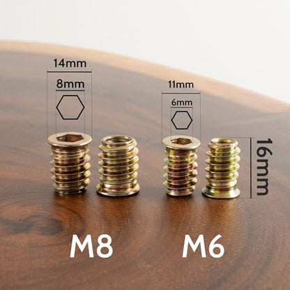 FLOWYLINE 40Pcs M6 Bolt & Threaded Insert Kit for Wood & Metal | | Screws Assortment Kit - size: M6