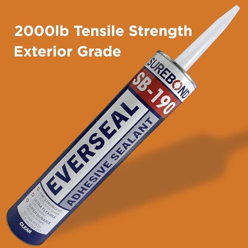 SureBond SB190 Industrial-Strength, Exterior Grade, Clear Adhesive for Roof Snow Guards, Heat Cable Roof Clips, and General Construction Adhesives, 2,000 PSI Tensile Strength, 1pc