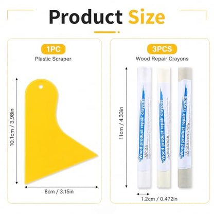 White Wood Filler Sticks, 3 Pack Quick Fix Sticks for Wood Repair