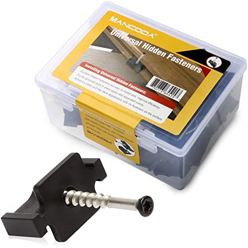 Hidden Deck Fasteners for Composite Decking Board, Universal Hidden Fasteners with Stainless Steel Screws, Composite Decking Clips for Wood Deck Framing, 90 Per Box for 50 SQ.FT. - color: Black, 90 Pack