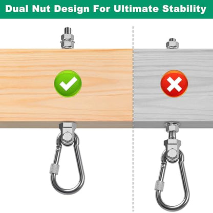 SELEWARE 4Pcs Heavy Duty Swing Hangers, 1500LB Capacity Stainless Steel Swing Set Hooks for Wood/Steel Beam, 7" x M2/5" Porch Swing Hardware for Playground Swing Hammock Chair Yoga Swing Punching Bag - color: 4 Pack Swing Hangers (7" X M2/5" Threaded Rod)