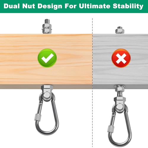 SELEWARE 2Pcs Heavy Duty Swing Hangers, 1500LB Capacity Stainless Steel Swing Set Hooks for Wood/Steel Beam, 7" x M2/5" Porch Swing Hardware for Playground Swing Hammock Chair Yoga Swing Punching Bag - color: 2 Pack Swing Hangers (7" X M2/5" Threaded Rod)